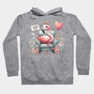 Valentine Love Flamingo Hoodie